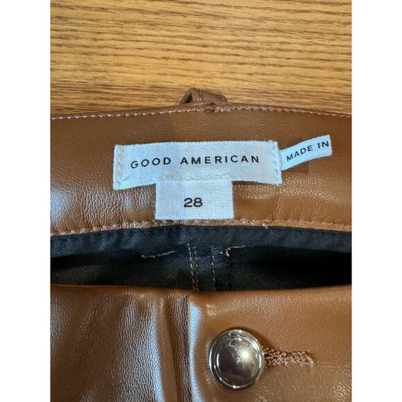 Good American Cognac Better Than Leather Faux Leather Good Icon Pants 28 plus - Picture 10 of 13
